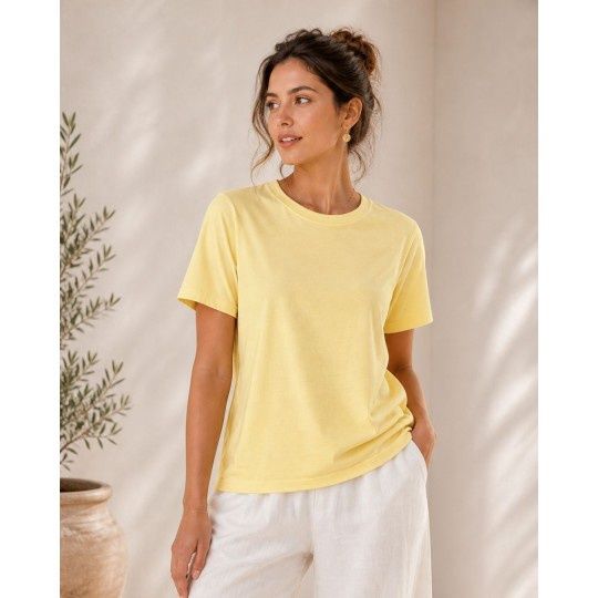 Katoen tricot | custard geel
