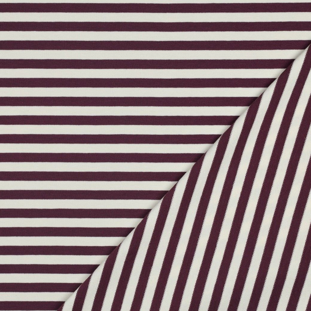 French terry | strepen | aubergine