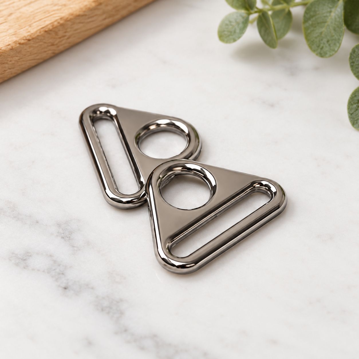 Metalen driehoekige ring | passant zilver, maat: 32 mm