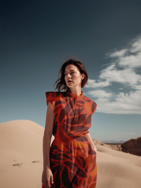 Viscose | bladprint bruin| roest