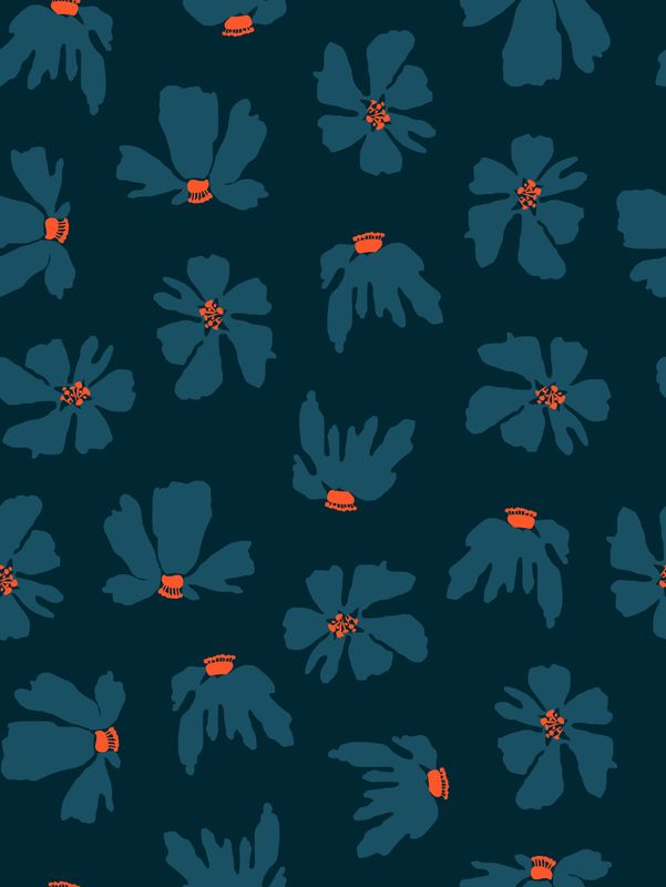 Viscose | Bloemen blauw