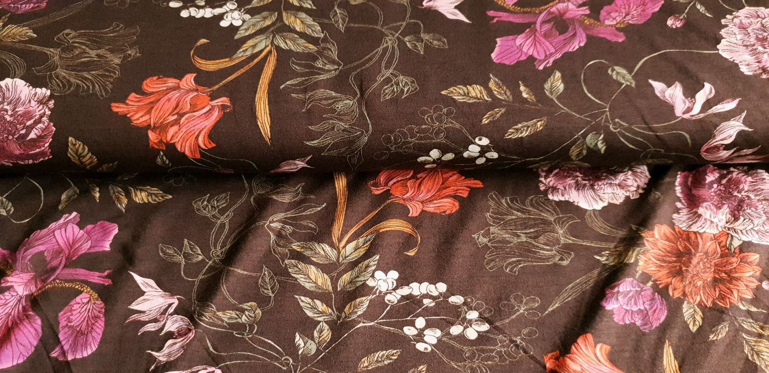 Breisel | flower print | bruin roos