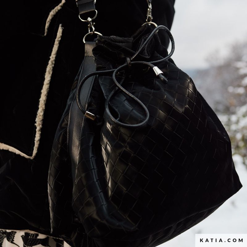 Vegan leather braid | zwart