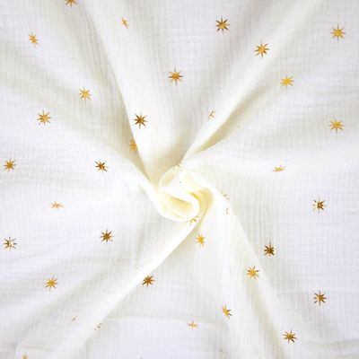 Tetra mousseline | off white met gouden sterren