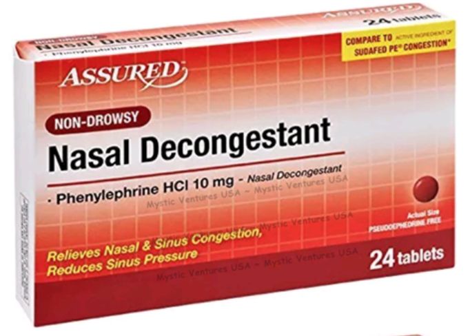 Assured Nasal Decongestant 24 Tablets Relieves Sinus/nasa