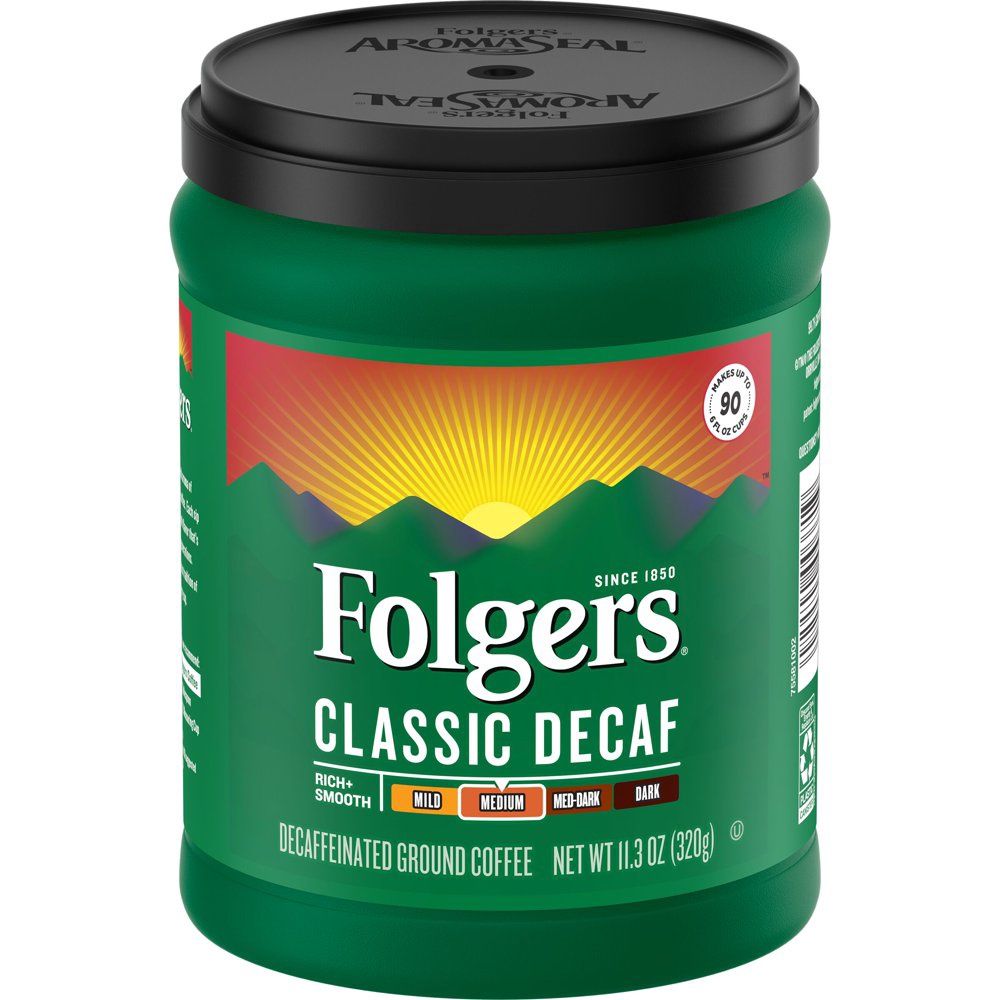 Folgers Decaf Coffee, Ground Coffee, Classic Medium Roast, 11.3 Ounce