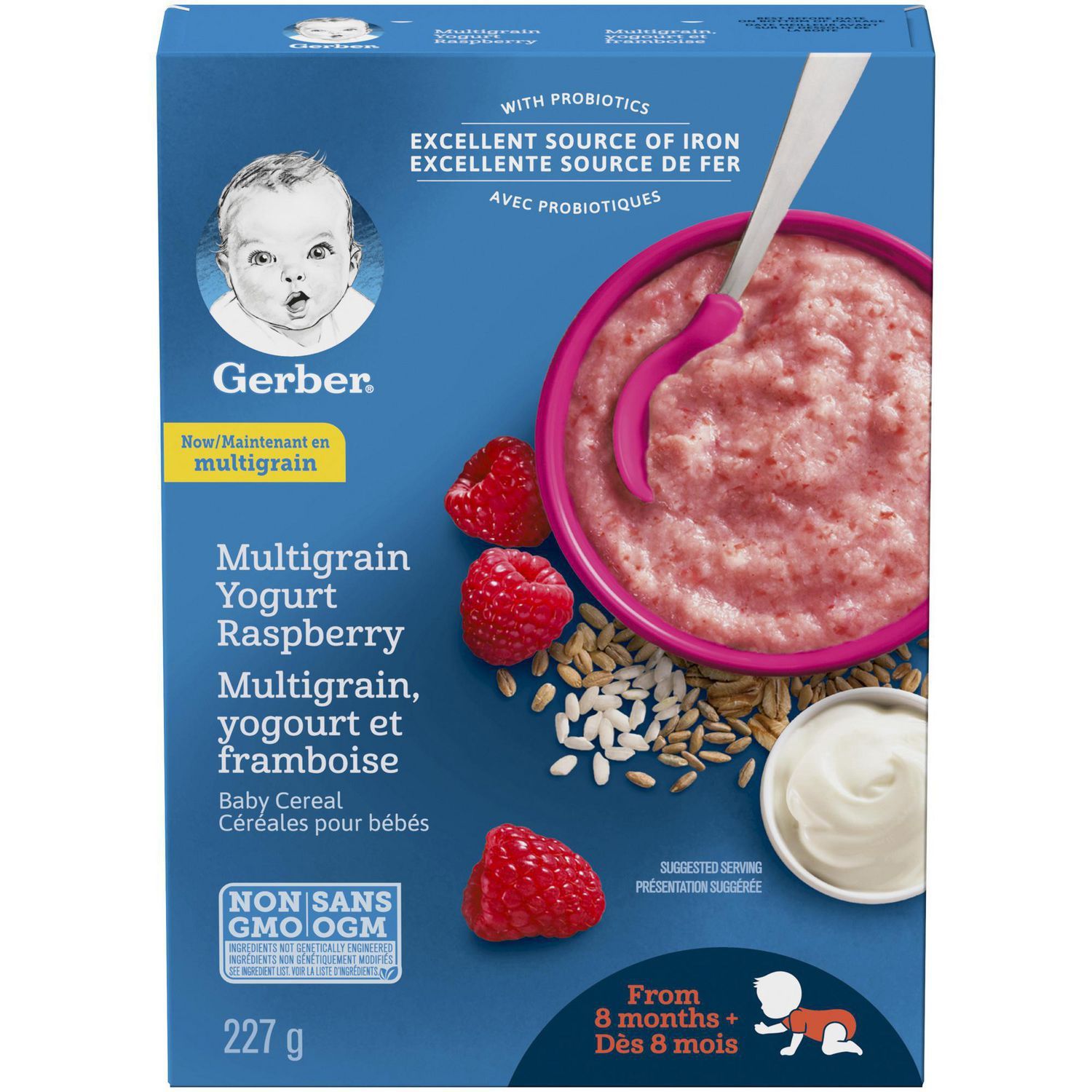 Gerber Wheat, Yogurt &amp; Raspberry, 227 g