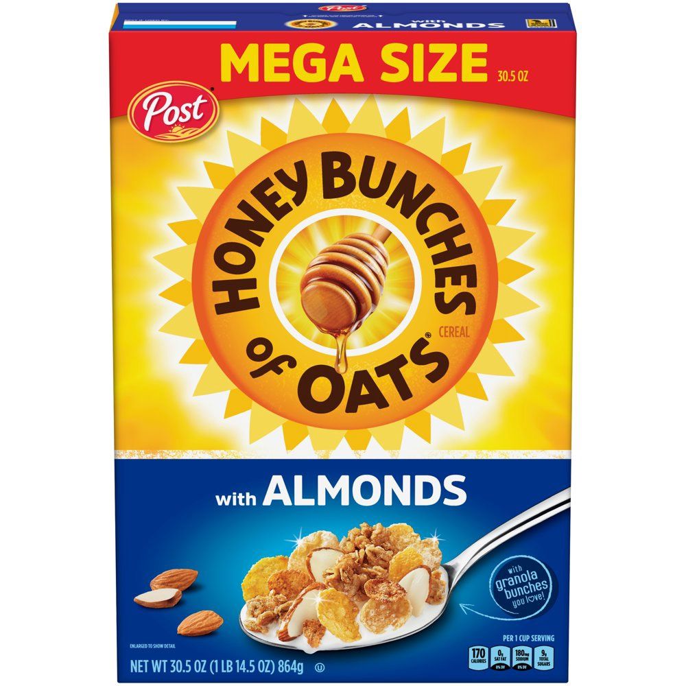 Honey Bunches of Oats with Almonds, Heart Healthy, Low Fat, made with Whole Grain Cereal, 30.5 Ounce