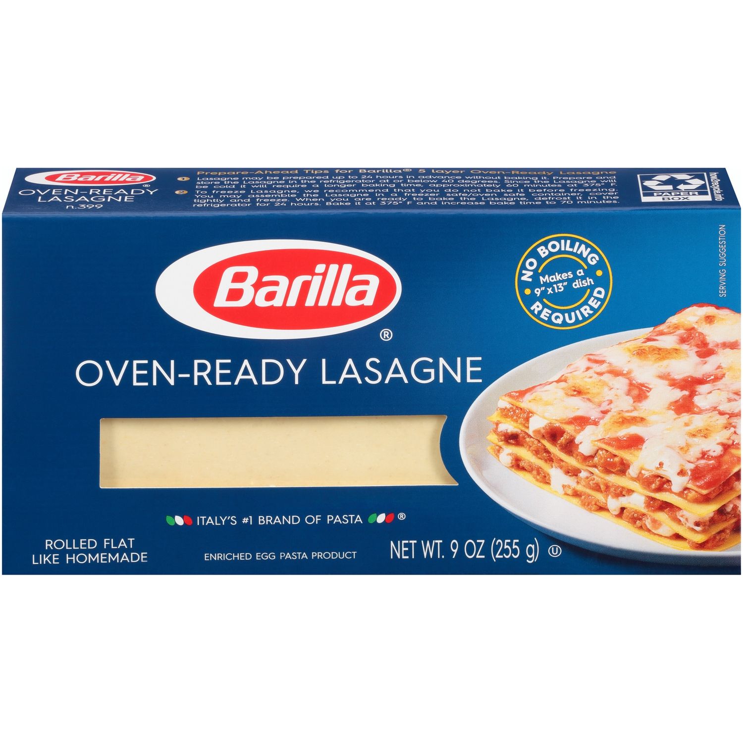 Barilla Classic Blue Box Oven-Ready Pasta Lasagne 9 oz