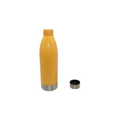 Mainstays 22 Fluid Ounce Engine Red Plastic Water Bottle with Stainless Steel Lid and Base-YELLOW