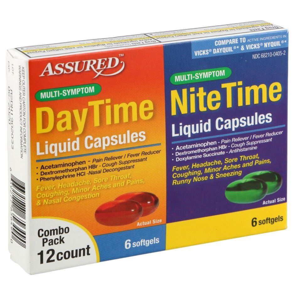 Assured Multi-Symptom Day &amp; Nite Time Liquid Caps (2) Packs softgels