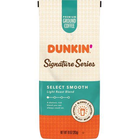 Dunkin&#39; Signature Series Select Smooth Blend, Light Roast Ground Coffee, 10 oz.
