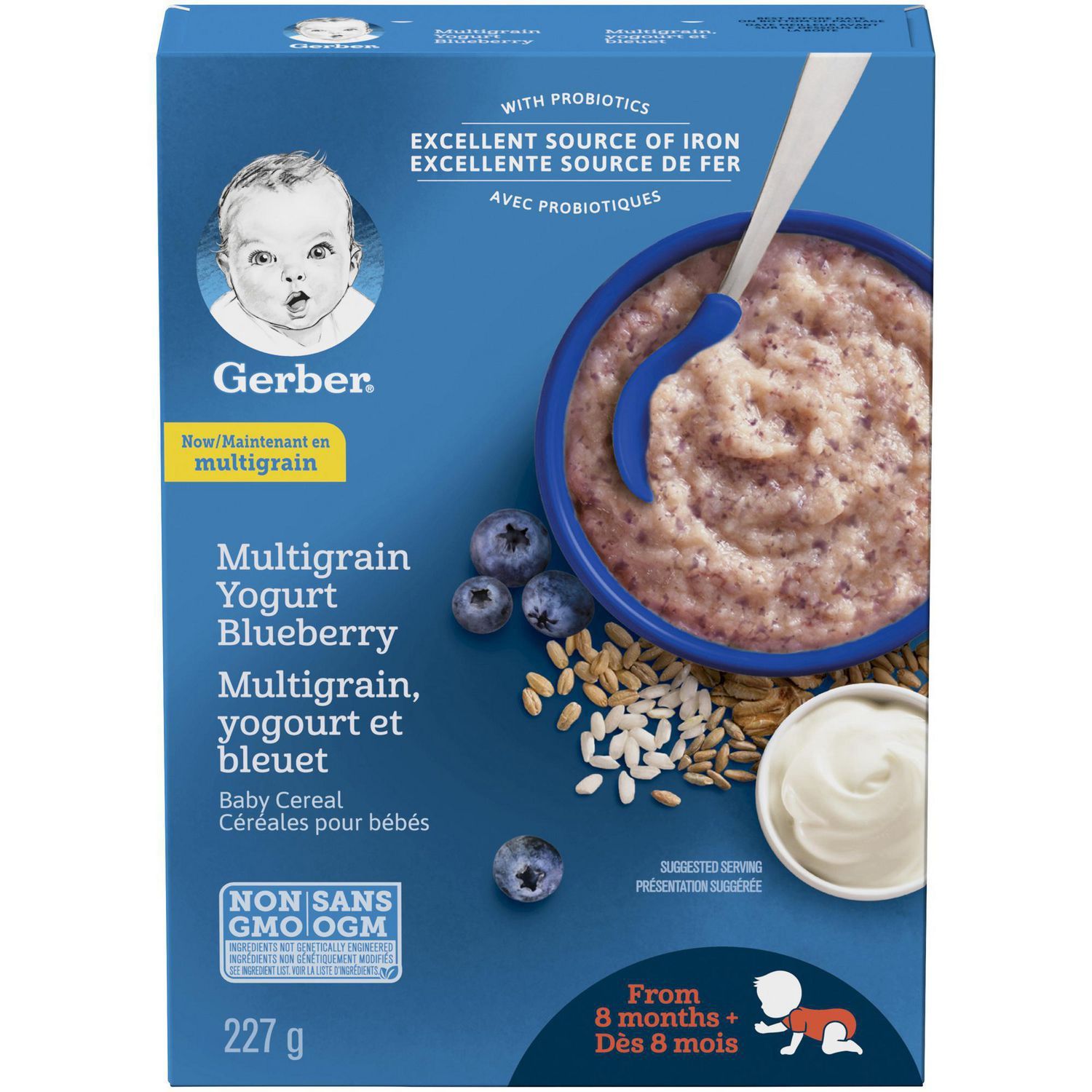 Gerber Wheat, Yogurt &amp; Blueberry, 227 g