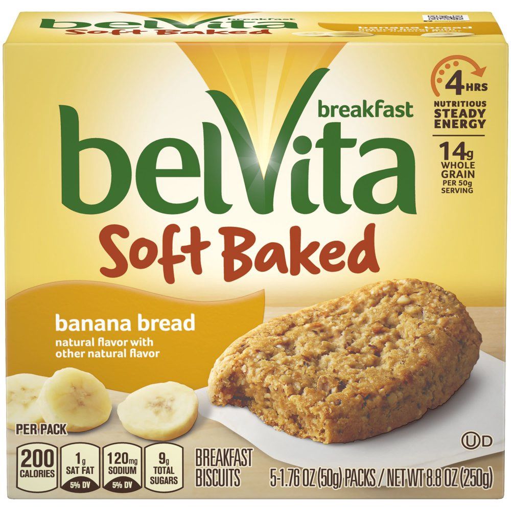 belVita Soft Baked Banana Bread Breakfast Biscuits, 5 Packs (1 Biscuit Per Pack)
