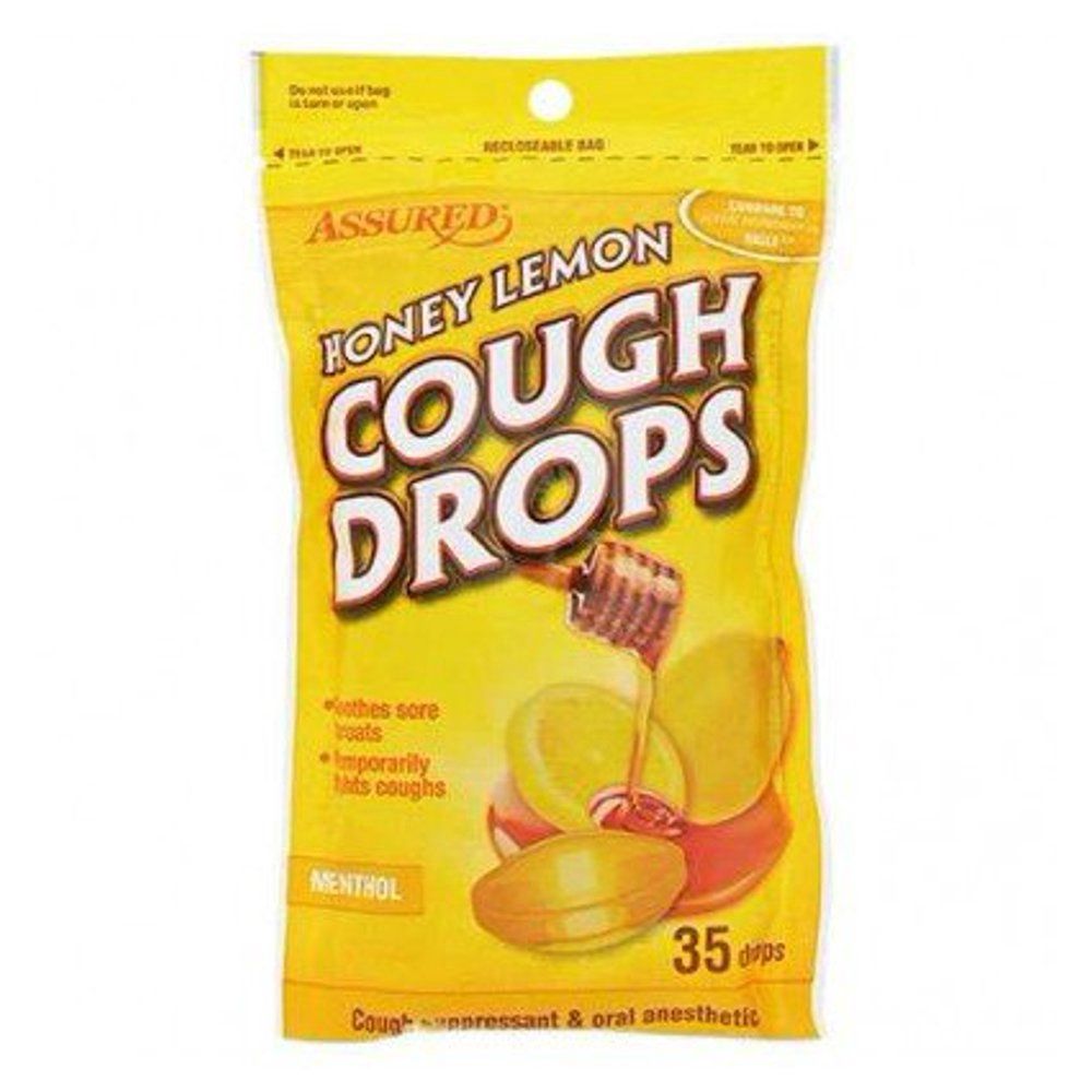 Assured Honey-lemon Sugar-free Cough Drops 35 Drops, Gluten Free