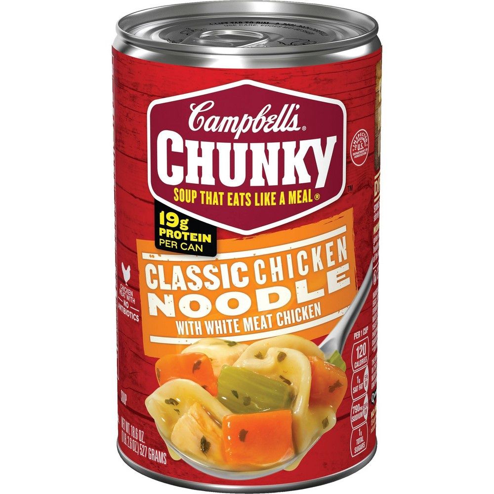 Campbell&#39;s Chunky Soup, Classic Chicken Noodle Soup, 18.6 Ounce Can