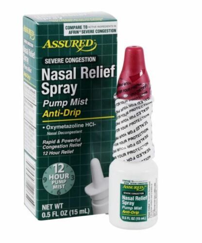 Assured Nose Nasal Relief Spray Pump Mist Anti-drip 12 Hr Relief