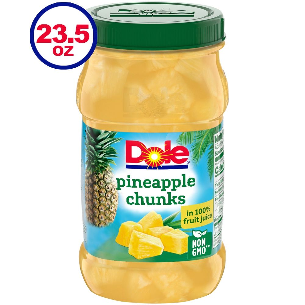Dole Pineapple Chunks in 100% Pineapple Juice, 23.5 Oz Plastic Jar