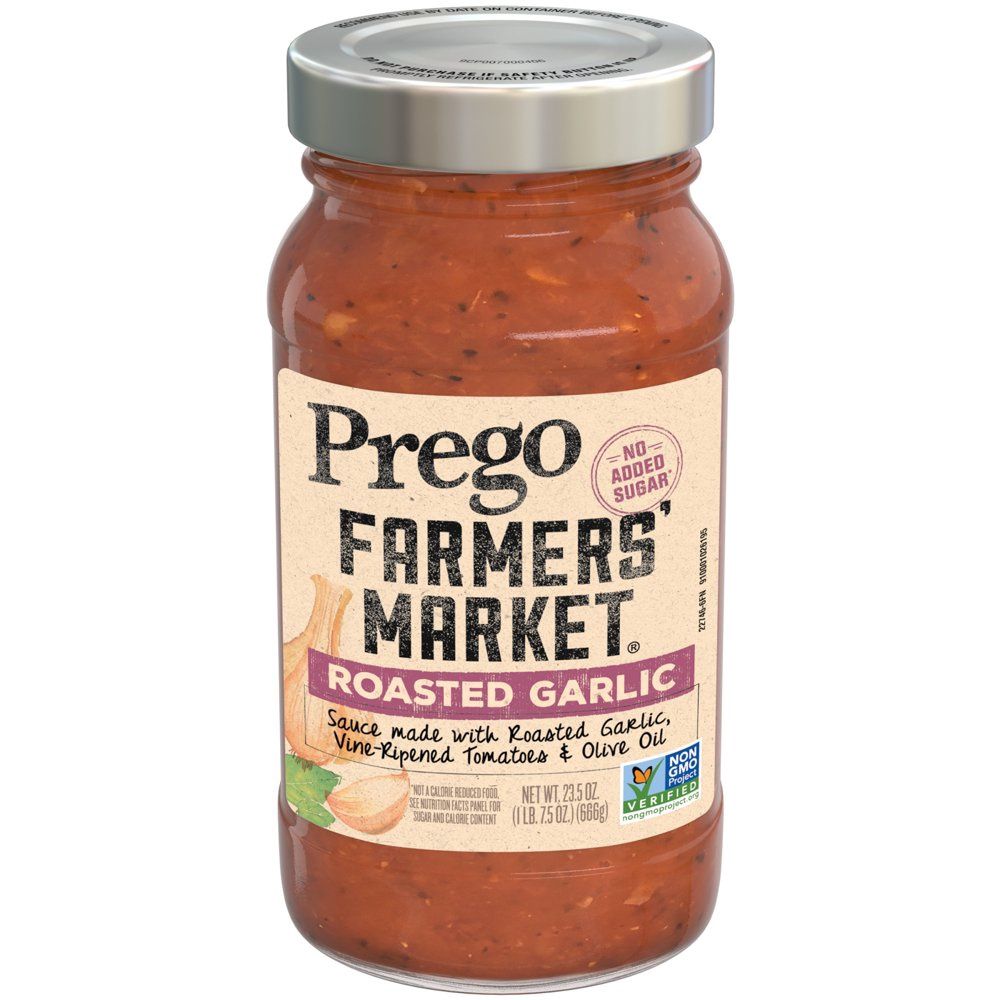 Prego Pasta Sauce, Farmers' Market Tomato Sauce with Roasted Garlic, 23.5 oz Jar