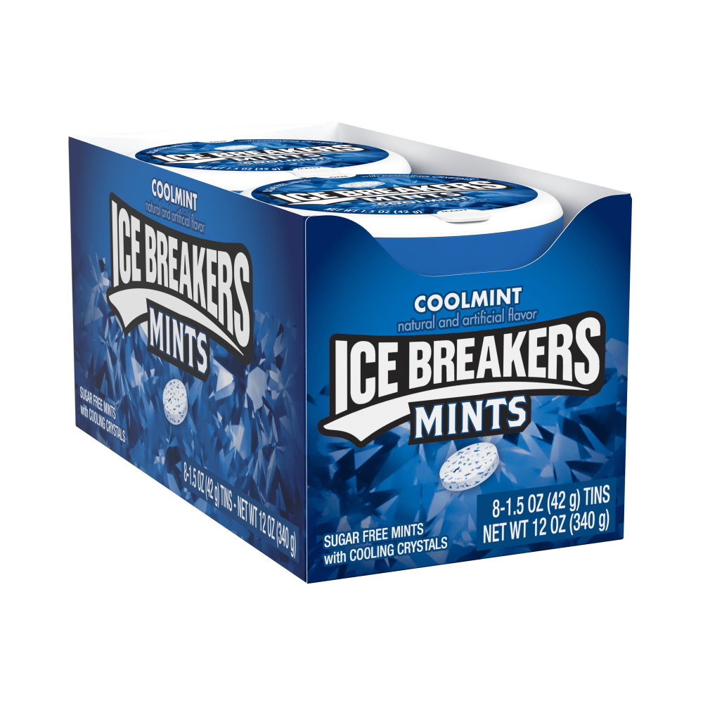 Ice Breakers Breath Mints, Cool Mint, 1.5 oz Tin (Pack of 8)