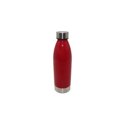 Mainstays 22 Fluid Ounce Engine Red Plastic Water Bottle with Stainless Steel Lid and Base-RED