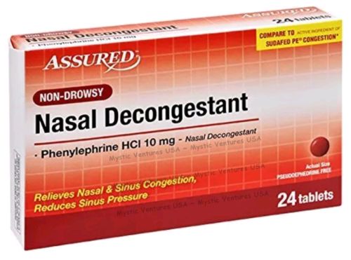 Assured Nasal Decongestant Phenylephrine Hci 10mg Tablets