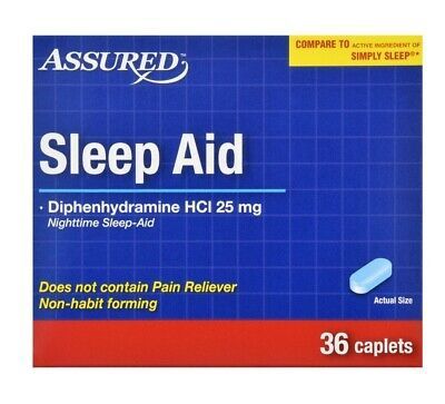 Assured Sleep Aid Diphenhydramine 25 mg Generic Simply Sleep, 36 Caplets