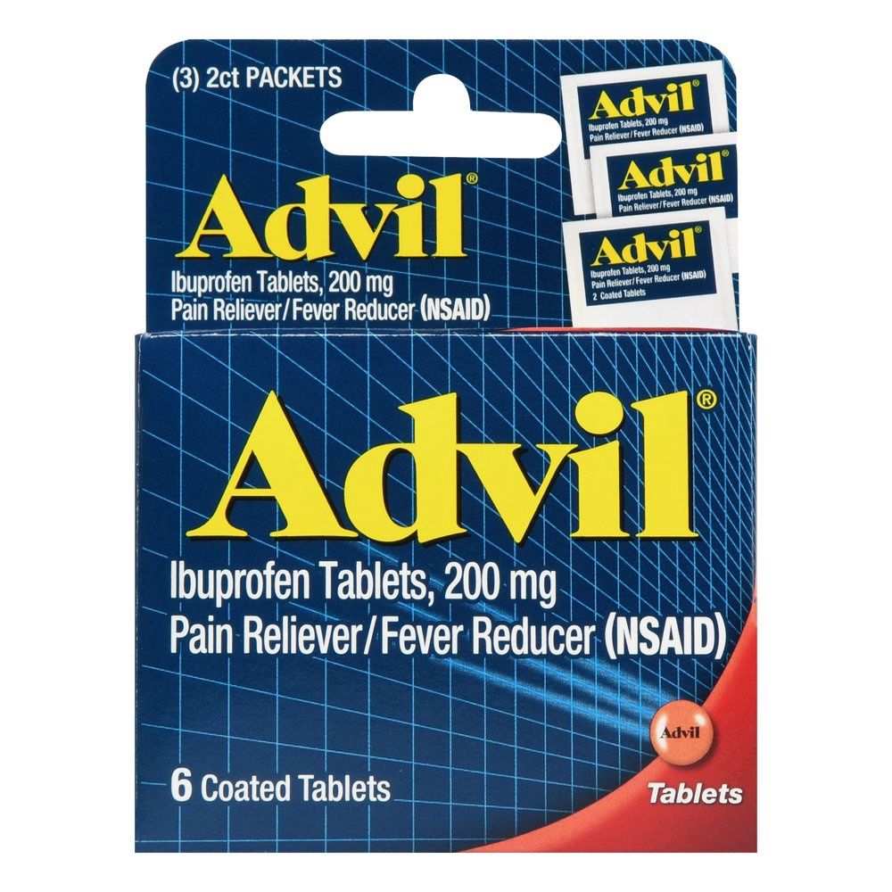 Advil Ibuprofen Tablets, 200 mg Pain Reliever/Fever Reducer 6 Coated