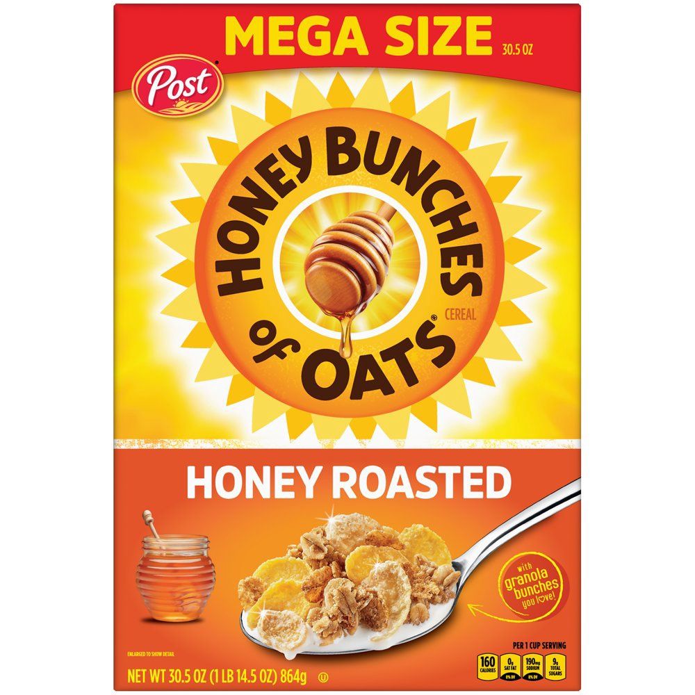 Honey Bunches of Oats Honey Roasted, Heart Healthy, Low Fat, made with Whole Grain Cereal, 30.5 Ounce