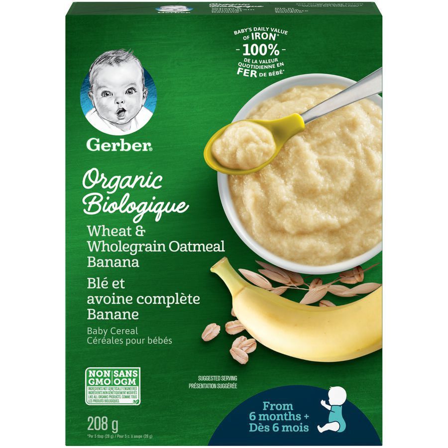 Baby Cereal Organic, 208 g, Whot &amp; Wholegrain Oatmeal Banana