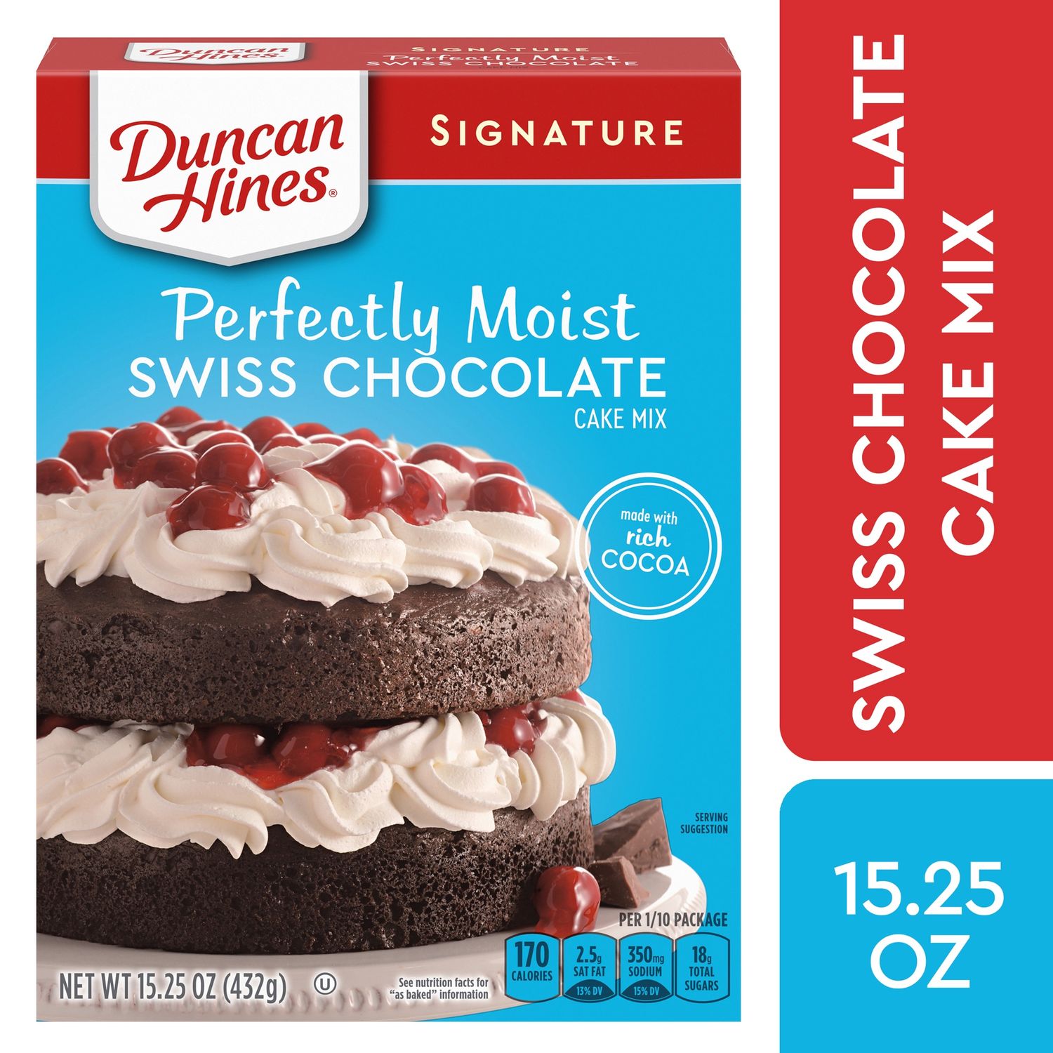 Duncan Hines Signature Perfectly Moist Swiss Chocolate Cake Mix, 15.25 OZ