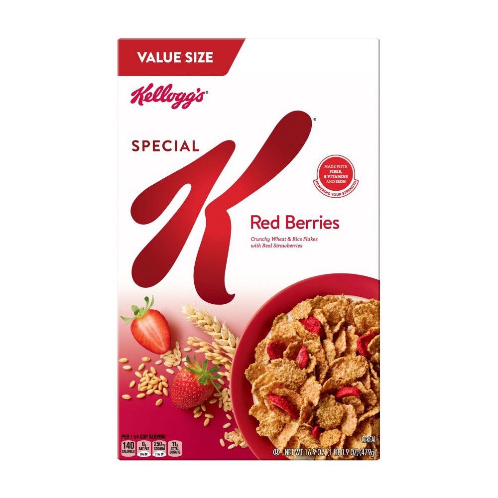 Kellogg's Special K Breakfast Cereal, Red Berries, Family Size, Made with Real Strawberries, 16.9oz