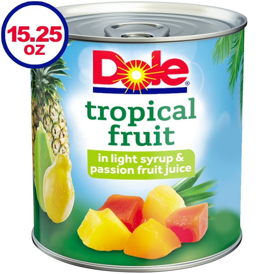 Dole Tropical Fruit Salad in Light Syrup and Passion Fruit Juice, 15.25 Oz Can