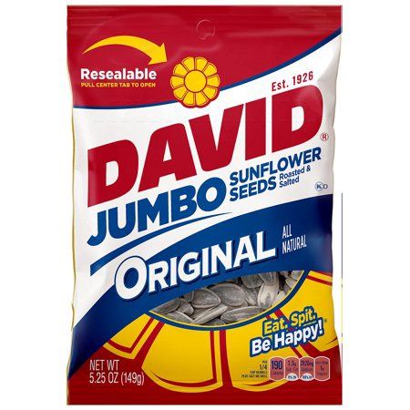 David Jumbo All Natural Roasted &amp; Salted Original Sunflower Seeds 5.25 Oz.