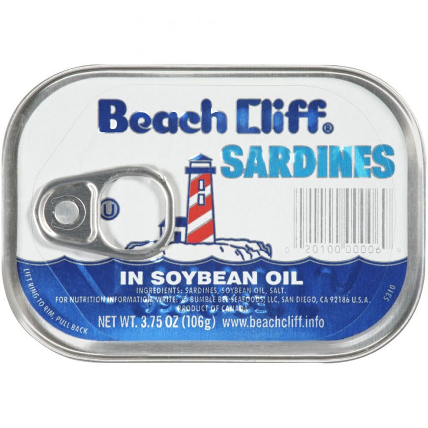 Beach Cliff Sardines in Soy Oil, 3.75oz