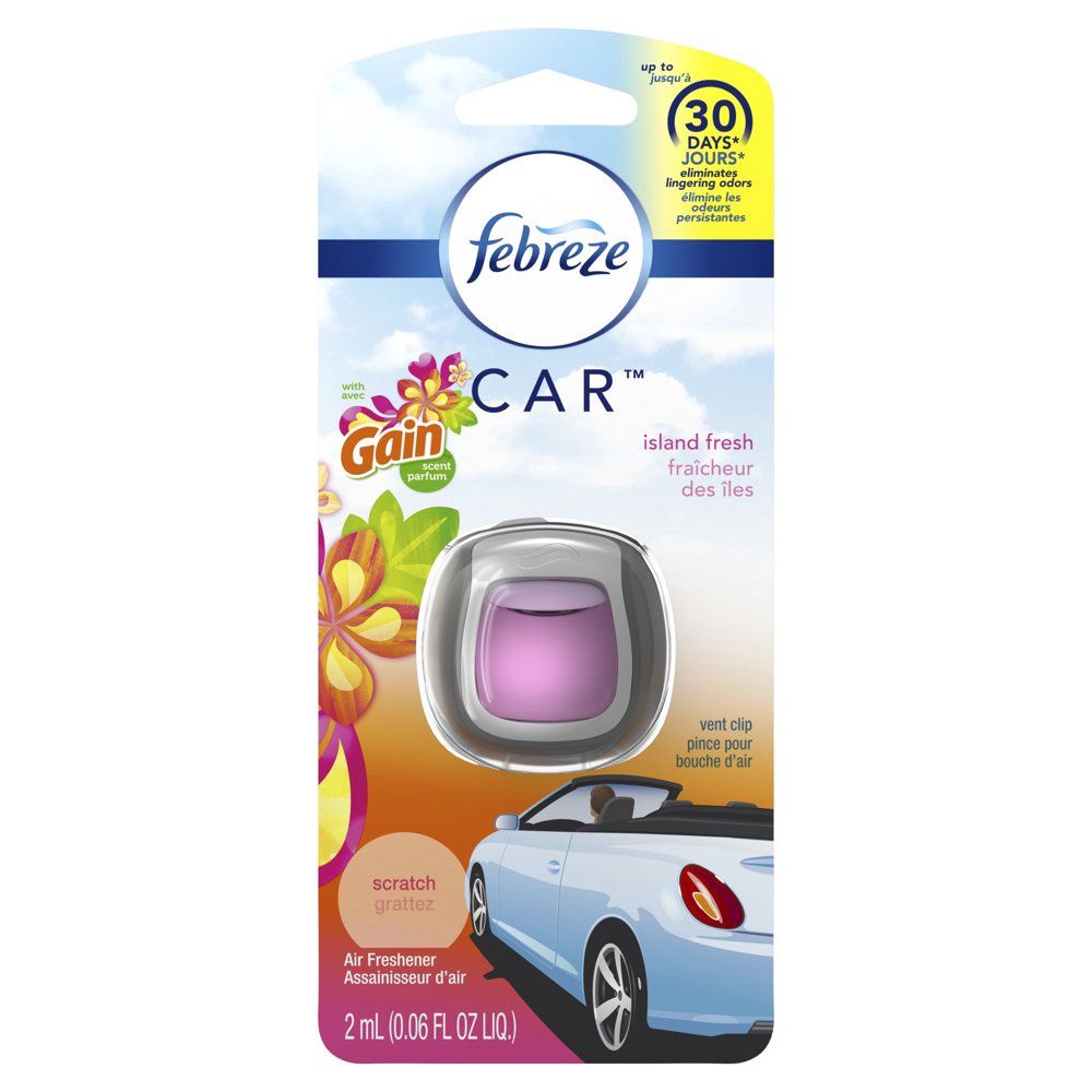 Febreze Car Air Freshener Vent Clip with Gain Scent, Island Fresh