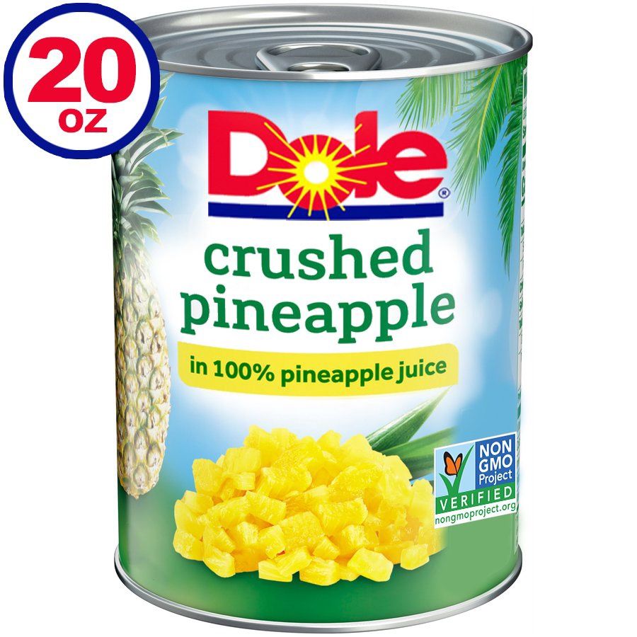 Dole Crushed Pineapple in 100% Pineapple Juice, Canned Pineapple, 20 Oz