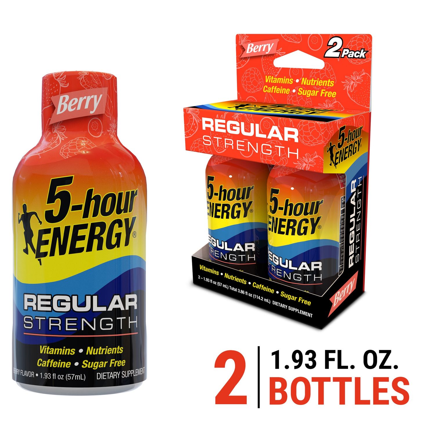 5-hour ENERGY Shot, Regular Strength, Berry, 1.93 oz, 2 count