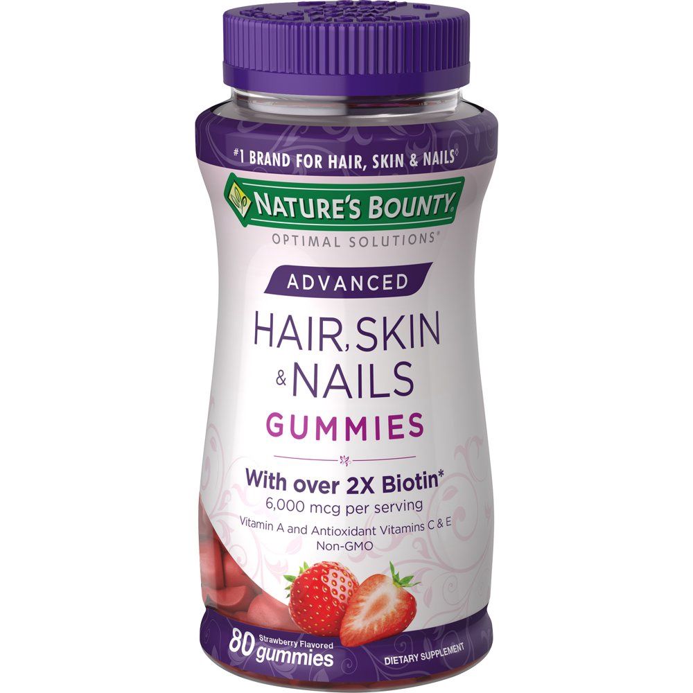 Nature's Bounty Advanced Hair, Skin and Nails Gummies, 6000mcg Biotin  80ct