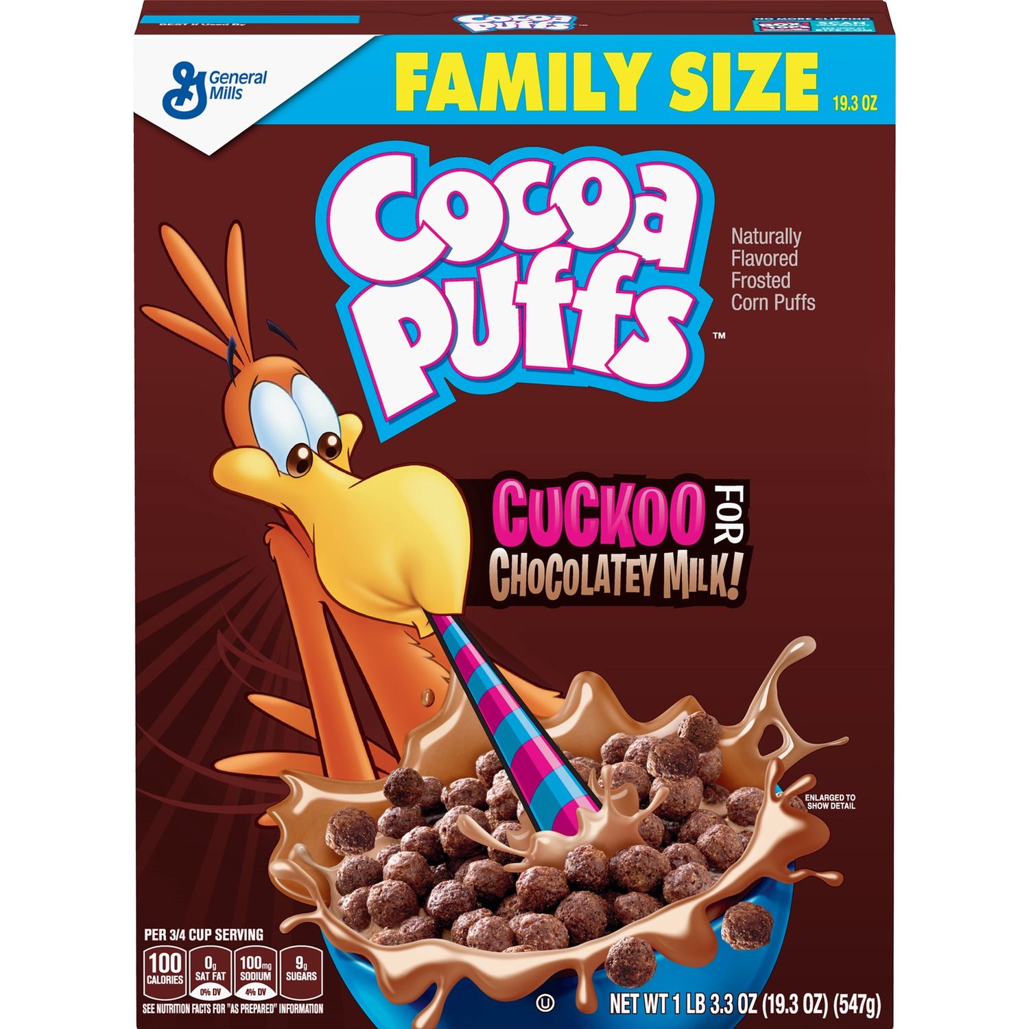 General Mills, Cocoa Puffs Breakfast Cereal, Chocolate, Family Size, 19.3 oz