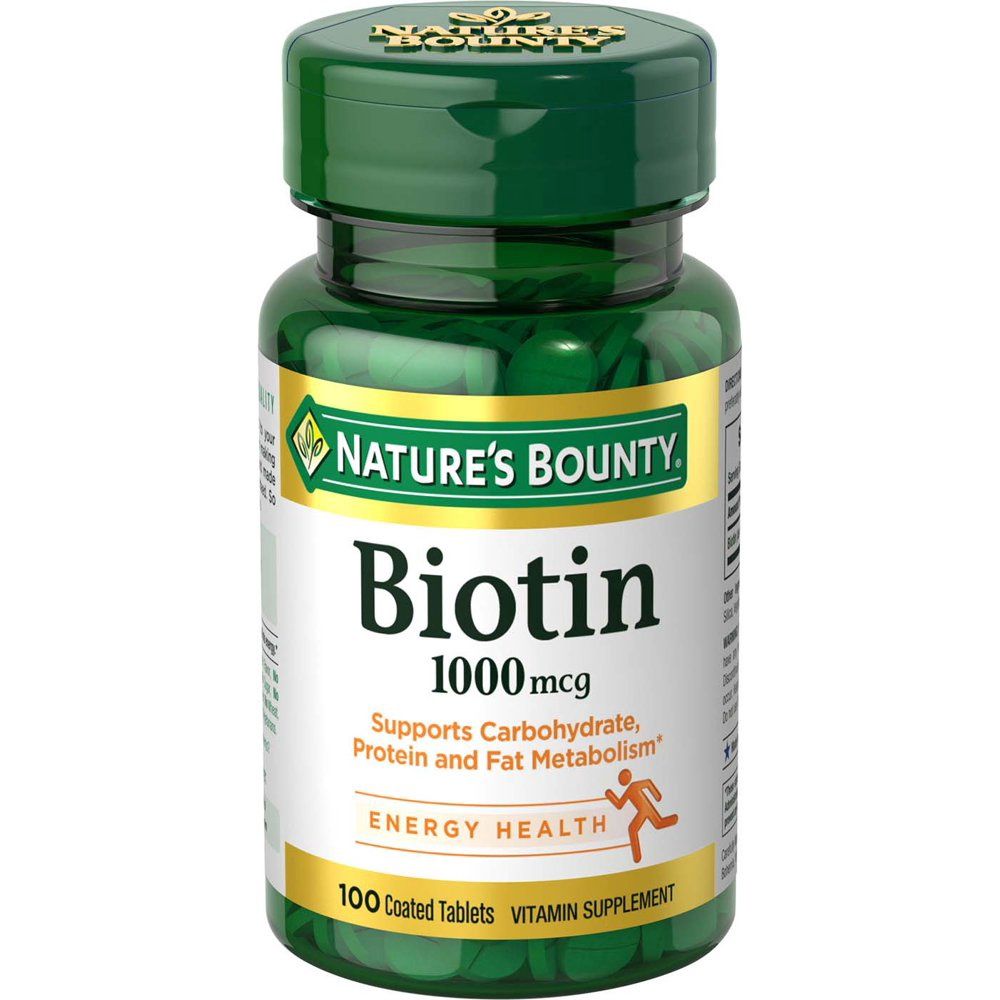 Nature's Bounty Biotin Tablets, Energy Support, 1000 mcg, 100 Ct