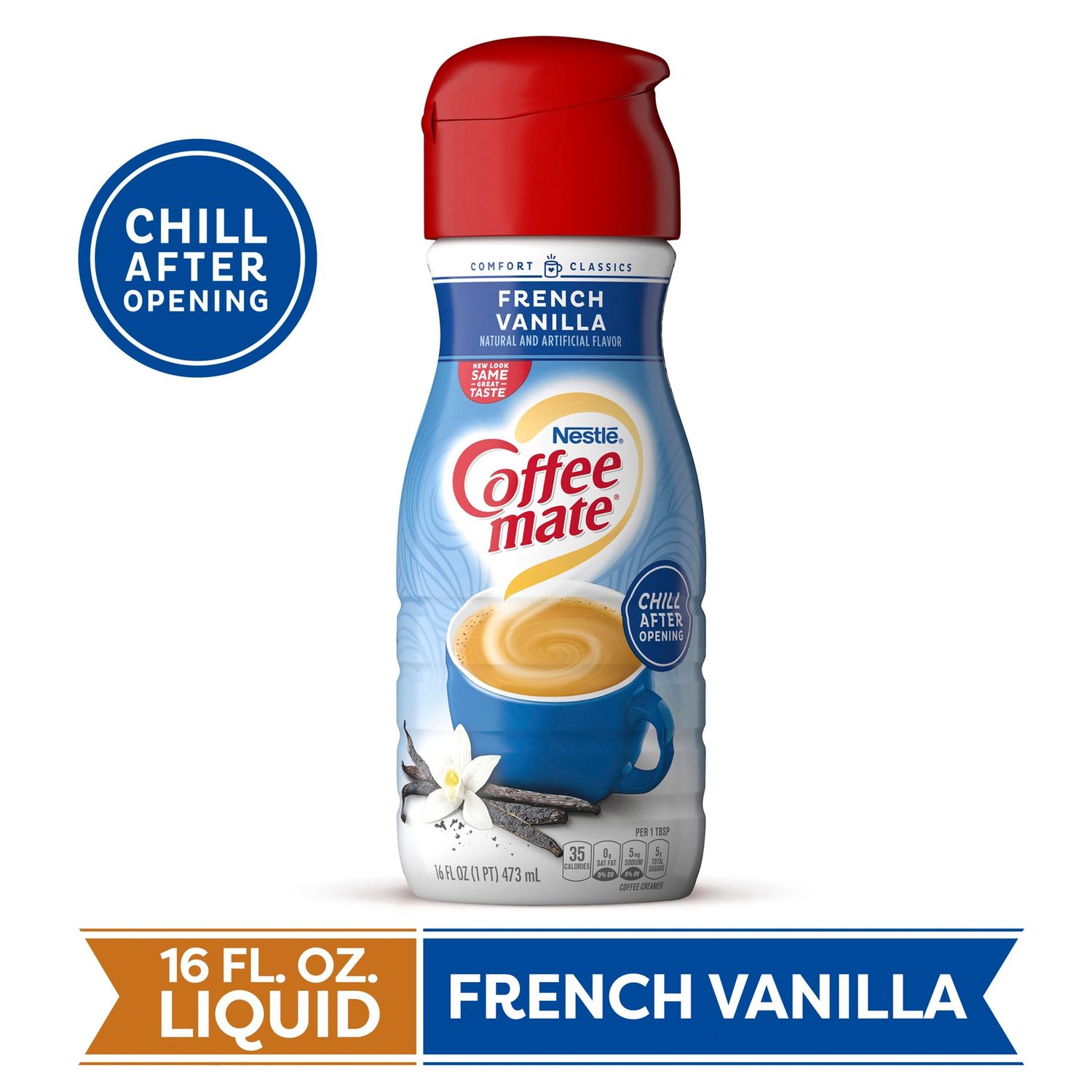 COFFEE MATE French Vanilla Liquid Coffee Creamer 16 Fl. Oz. Bottle Non-dairy Lactose Free Gluten Free Creamer Refrigerate After Opening