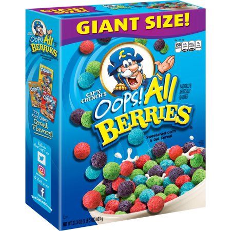 Cap&#39;n Crunch Breakfast Cereal, Oops! All Berries, 21.3 oz Box