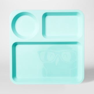 10inch Plastic Kids Square Divided Plate light blue