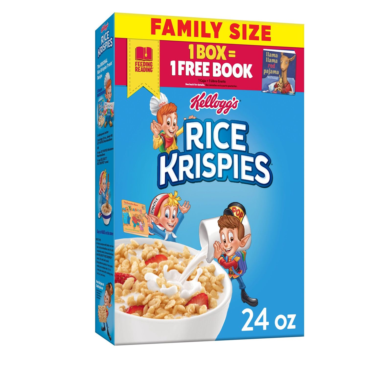 Kellogg's Rice Krispies Breakfast Cereal, Original, Family Size, Fat Free Food, 24oz