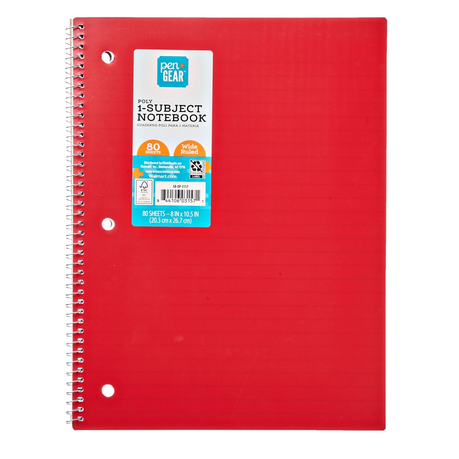 Pen+gear 1 Subject Notebook 80 Sheets Each