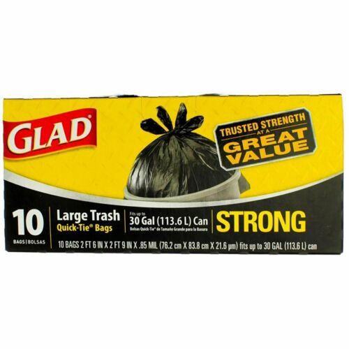 Glad Large Trash Black 30 Gallon 10ct