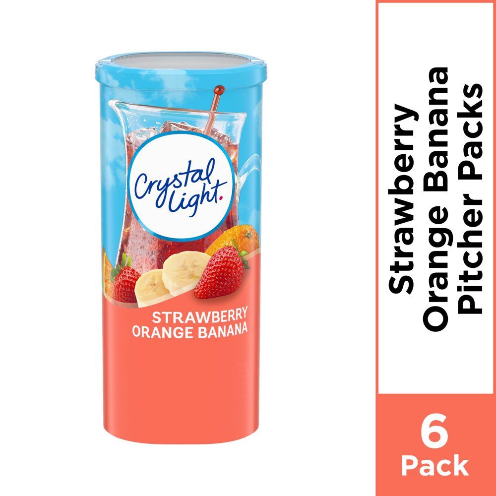 Crystal Light Strawberry Orange Banana Powdered Drink Mix, Caffeine Free, 2.4 oz Can