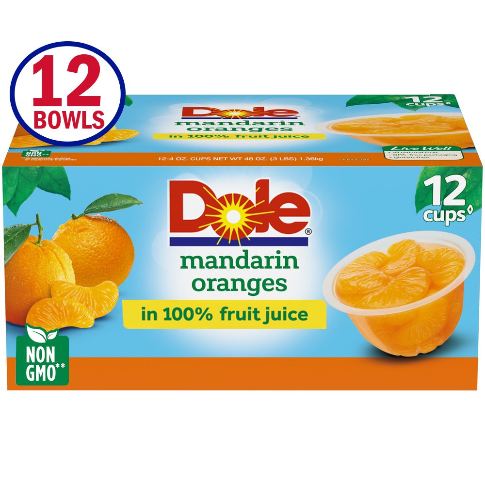 Dole Fruit Bowls Mandarin Oranges in 100% Fruit Juice, 4 Oz Bowls