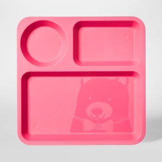 10inch Plastic Kids Square Divided Plate pink